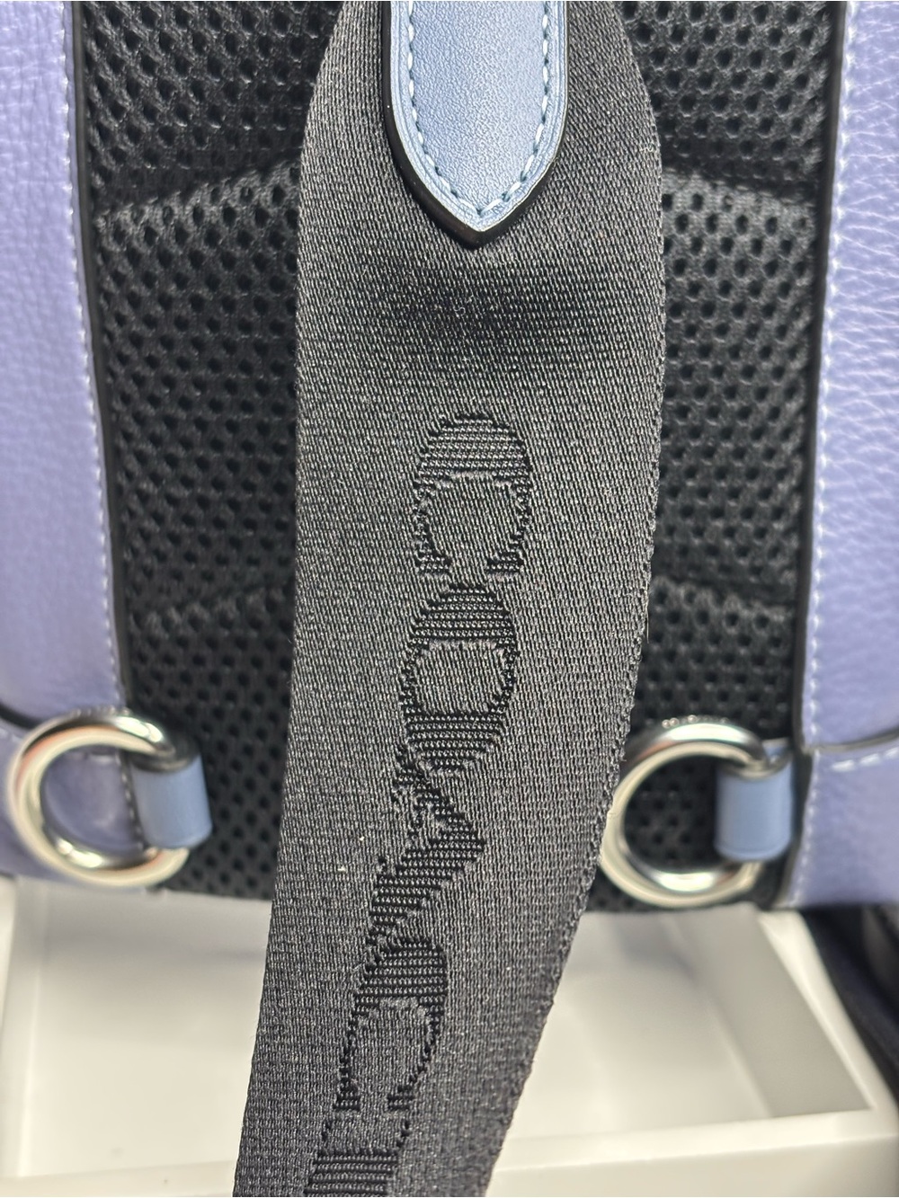 Coach Lavender Blue Leather Mini Backpack with Crystal Key Charm NWT - Picture 9 of 15